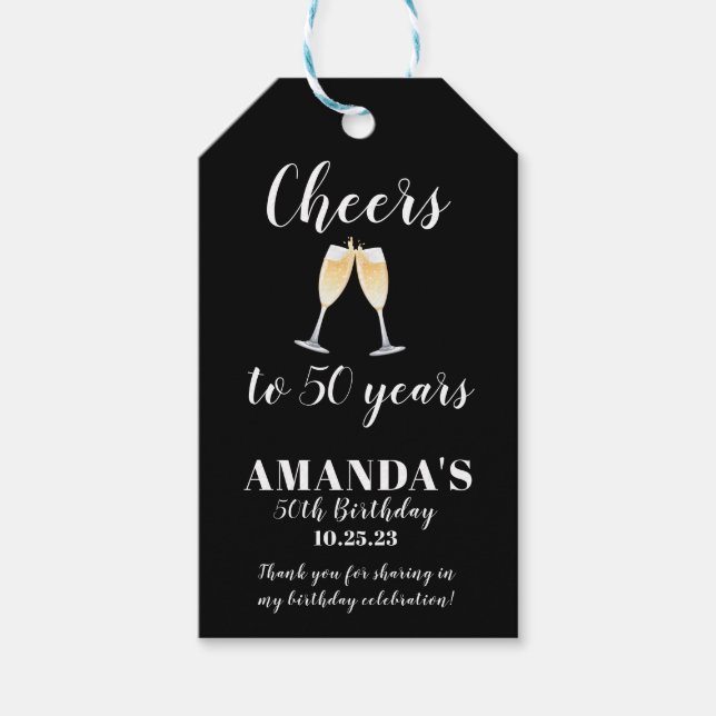 Cheers 50th Birthday Favour | Gift Tags (Front)