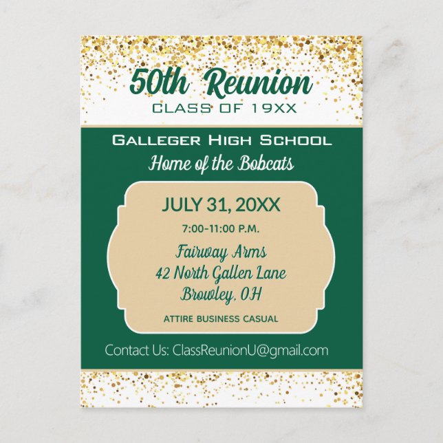Cheers!  50th Class Reunion Invitation  Postcard (Front)
