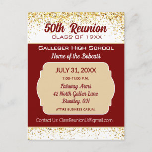 Cheers! 50th Class Reunion Invitation Postcard