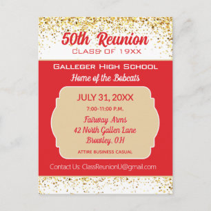 Cheers! 50th Class Reunion Invitation Postcard