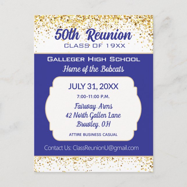 Cheers!  50th Class Reunion Invitation  Postcard (Front)