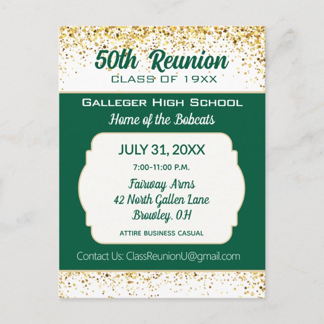 Cheers!  50th Class Reunion Invitation  Postcard (Front)