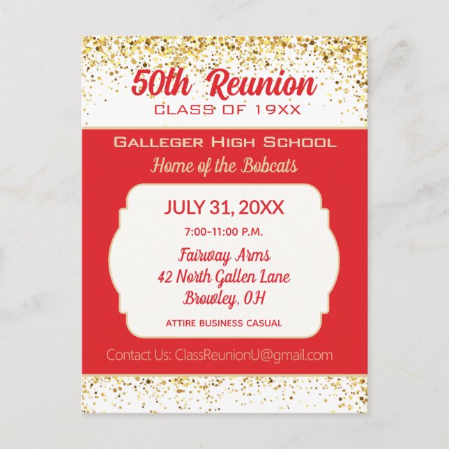 Cheers!  50th Class Reunion Invitation  Postcard (Front)