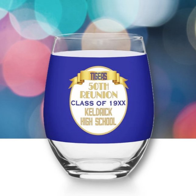 Cheers! 50th Class Reunion  Stemless Wine Glass (Creator Uploaded)