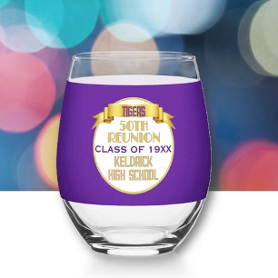 Cheers! 50th Class Reunion Stemless Wine Glass