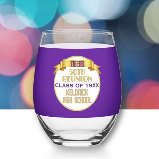 Cheers! 50th Class Reunion  Stemless Wine Glass (Creator Uploaded)