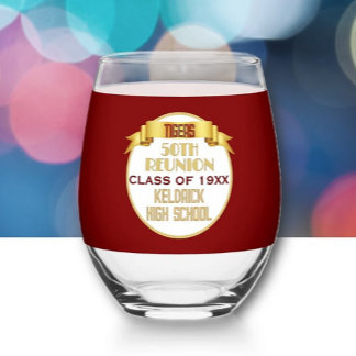 Cheers! 50th Class Reunion Stemless Wine Glass