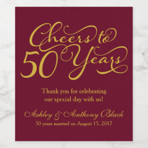 Cheers 50th Wedding Anniversary Personalised Wine Label