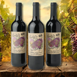 Cheers 60th Birthday Vintage Winery Customisable Wine Label