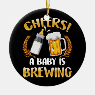 Cheers A Baby Is Brewing Beer Milk Party Drinking  Ceramic Tree Decoration