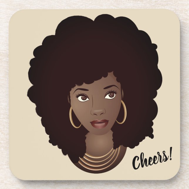 Cheers! | African American Beauty Coaster (Front)
