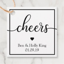 Cheers Alcohol Wine Spirit Wedding Favour Tag