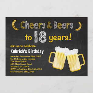 Cheers and Beers 18th Birthday Invitation