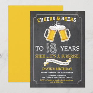 Cheers and Beers 18th Birthday Invitation Card