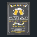 Cheers and Beers 30th Birthday Invitation Card<br><div class="desc">Cheers and Beers 30th Birthday Invitation Card with chalkboard background. For further customisation,  please click the "Customise it" button and use our design tool to modify this template.</div>