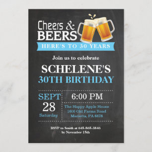 Cheers and Beers 30th Birthday Invitation Card