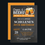 Cheers and Beers 30th Birthday Invitation Card<br><div class="desc">Cheers and Beers 30th Birthday Invitation Card. Adult Birthday. Orange. 16th 18th 21st 30th 40th 50th 60th 70th 80th 90th 100th. Any Age. For further customisation,  please click the "Customise it" button and use our design tool to modify this template.</div>