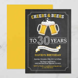 Cheers and Beers 30th Birthday Invitation Card