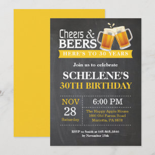 Cheers and Beers 30th Birthday Invitation Card