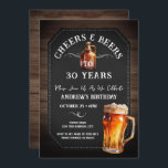 Cheers and Beers 30th Birthday Party Invitation<br><div class="desc">Cheers and Beers Birthday Invitations. Easy to personalise. All text is adjustable and easy to change for your own party needs. Chalkboard and rustic wood background elements. Fun Chalkboard swirls and flourishes. Watercolor beer mug. Invitations for him. Bar or backyard BBQ birthday design. Any age,  just change the text.</div>
