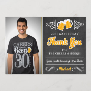 Cheers and Beers 30th Birthday Thank You Card