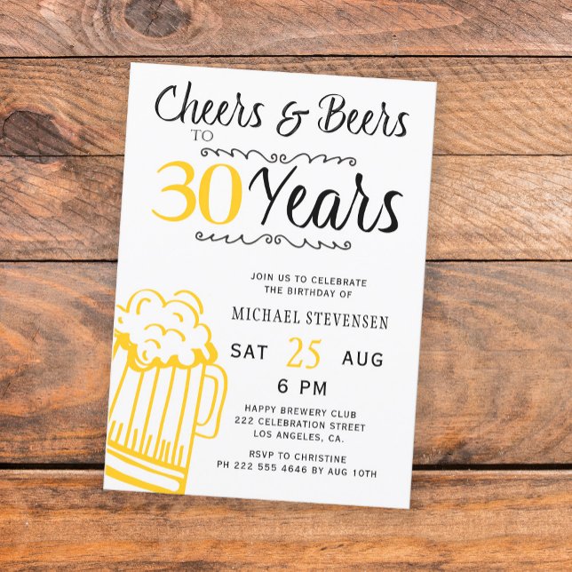 Cheers and beers 30th men casual birthday invitation (Creator Uploaded)