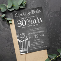 Cheers and beers 30th men chalkboard birthday