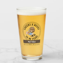 Cheers And Beers 40th Birthday Cartoon Glass