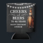 Cheers and Beers 40th Birthday Cooler<br><div class="desc">Rustic Black Chalkboard watercolor beer bottle and pint glass. Rustic Outdoor or bar birthday decore for him. Any age. Easy to personalised template. All text can be adjusted using the design option. Fun,  simple,  casual birthday invites for him.</div>
