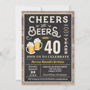Cheers and Beers 40th Birthday Invitation