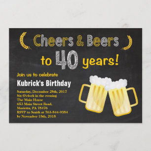 Cheers and Beers 40th Birthday Invitation