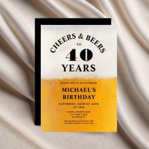 Cheers And Beers 40th Birthday Invitation