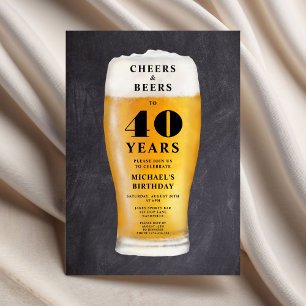 Cheers And Beers 40th Birthday Invitation