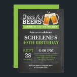 Cheers and Beers 40th Birthday Invitation Card<br><div class="desc">Cheers and Beers 40th Birthday Invitation Card. Adult Birthday. Green. 16th 18th 21st 30th 40th 50th 60th 70th 80th 90th 100th. Any Age. For further customisation,  please click the "Customise it" button and use our design tool to modify this template.</div>