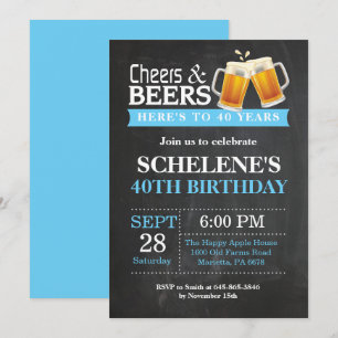 Cheers and Beers 40th Birthday Invitation Card