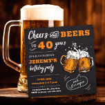 Cheers and Beers 40th Birthday Party Invitation<br><div class="desc">Cheers and Beers 40th birthday Party Invitation.  Personalise this with your own details to make it your own.</div>