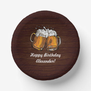 Cheers and Beers 40th Birthday Rustic Paper Plate