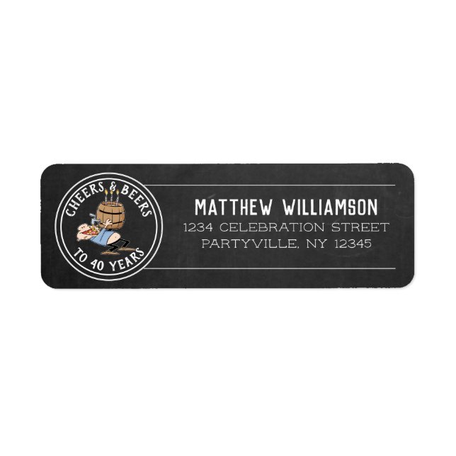 Cheers And Beers 40th Birthday White On Chalkboard (Front)