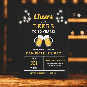 Cheers And Beers 50 Years Birthday Party Invitation