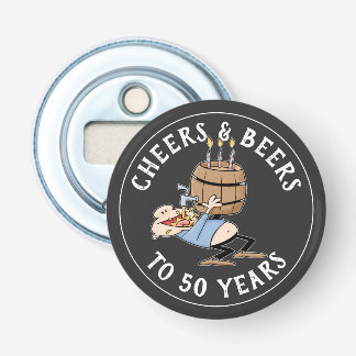 Cheers And Beers 50th Birthday Black And White Bottle Opener