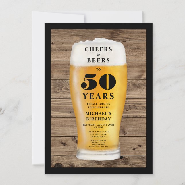 Cheers And Beers 50th Birthday Invitation (Front)