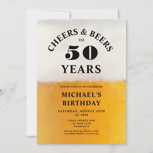 Cheers And Beers 50th Birthday Invitation (Front)