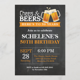Cheers and Beers 50th Birthday Invitation Card