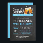 Cheers and Beers 50th Birthday Invitation Card<br><div class="desc">Cheers and Beers 50th Birthday Invitation Card. Adult Birthday. Blue. 16th 18th 20th 21st 30th 40th 50th 60th 70th 80th 90th 100th. Any Age. For further customisation,  please click the "Customise it" button and use our design tool to modify this template.</div>