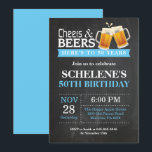 Cheers and Beers 50th Birthday Invitation Card<br><div class="desc">Cheers and Beers 50th Birthday Invitation Card. Adult Birthday. Blue. 16th 18th 20th 21st 30th 40th 50th 60th 70th 80th 90th 100th. Any Age. For further customisation,  please click the "Customise it" button and use our design tool to modify this template.</div>