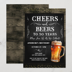 Cheers and Beers 50th Birthday Party Budget Invitation