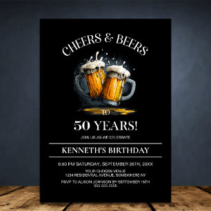 Cheers and Beers 50th Birthday Party Invitation