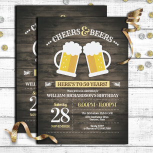 Cheers and Beers 50th Birthday Party Invitation