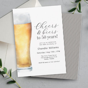 Cheers and Beers 50th Birthday Party Invitation