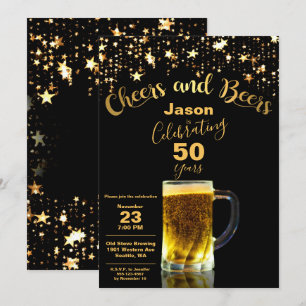 Cheers and Beers 50th Birthday Party Invitation